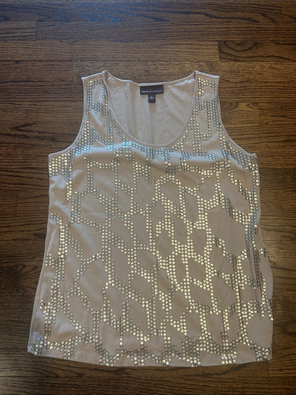 Dana Buchman Beige Tank Top with Silver Studs